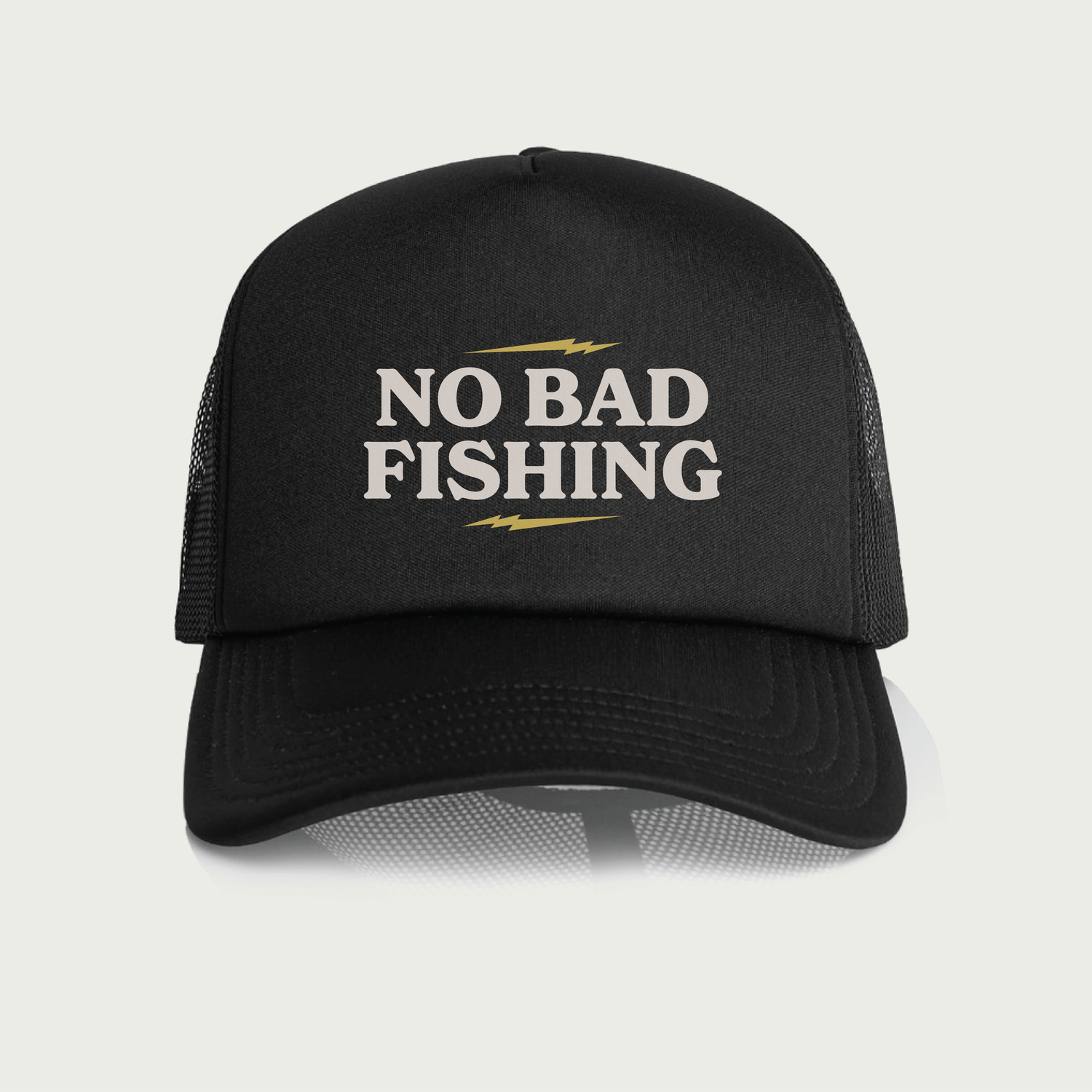 "No Bad Fishing" Foam Trucker Hat (Black)